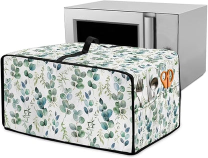 Countertop Convection Oven Cover Decorative and Protective Air Fryer Toaster Oven Dust Cover for Home Kitchen Indoor Decor, L, Eucalyptus Leaf Green White