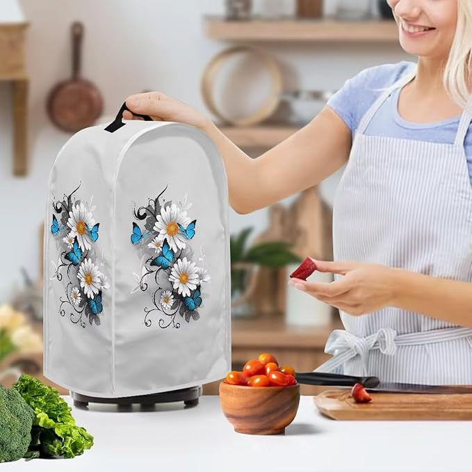 Talayituse Daisy Butterfly Print Blender Dust Cover, Fingerprint Protection Cover for Stand Mixer or Coffee Machine, Home Kitchen Appliance Covers for Stain Dust Resistant Supplies