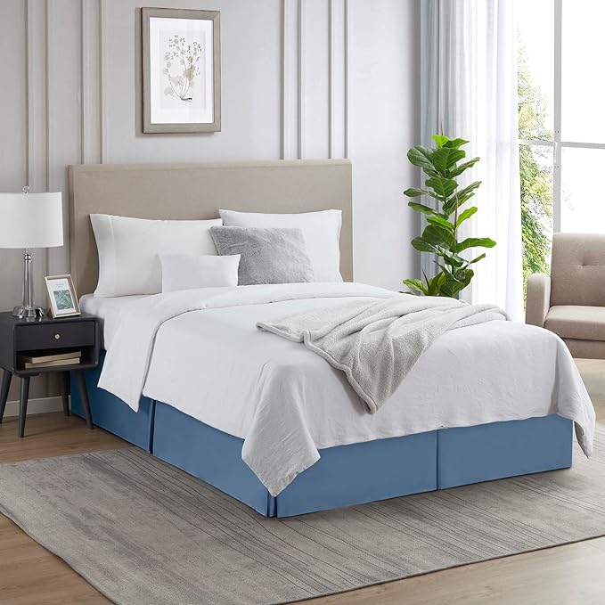 Nestl Blue Heaven Bed Skirt King Size - King Bed Skirt 14 Inch Drop - Brushed Microfiber Bed Skirts - Hotel Quality Pleated Bed Skirt - Shrinkage & Fade Resistant