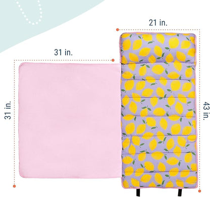 Wildkin 43-inch Kids Nap Mat – Soft Microfiber Toddler Sleeping Mat with Pillow