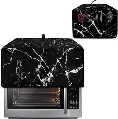 Air Fryer Toaster Oven Dust Cover Protective Microwave Oven Cover with Pockets, Dust-proof Countertop Appliance Protector, S, 14.5 x 18.5 x 9 Inches, Black Marble White Crack