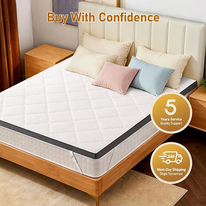 Glendan Firm Mattress Topper Full: 3 Inch High Density Foam for Back Pain - Extra Breathable Support Bed Topper - Bamboo Washable Cover with Anti-Slip Straps - CertiPUR-US Oeko-Tex Certified 75x54
