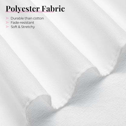 RIMELA White Bed Skirt Twin Size 12 Inch Drop, Elastic Bed Skirting for Bed Base and Frame, Bedding Dust Ruffle Easy to Install, Lightweight Wrap Around Adjustable Bedskirt