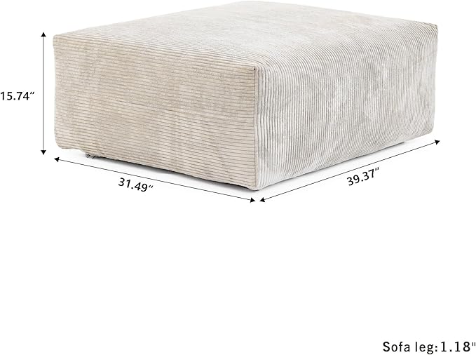 JACH Corduroy Sectional Couches for Living Room, Modular Sectional Couch with Chaise Ottomans, Cushion Covers Removable, Modern Sofa Bed for Living Room, Apartment, Office (Beige)