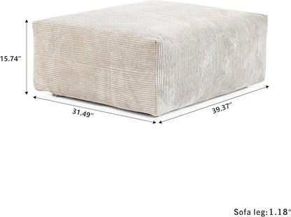 JACH Corduroy Sectional Couches for Living Room, Modular Sectional Couch with Chaise Ottomans, Cushion Covers Removable, Modern Sofa Bed for Living Room, Apartment, Office (Beige)