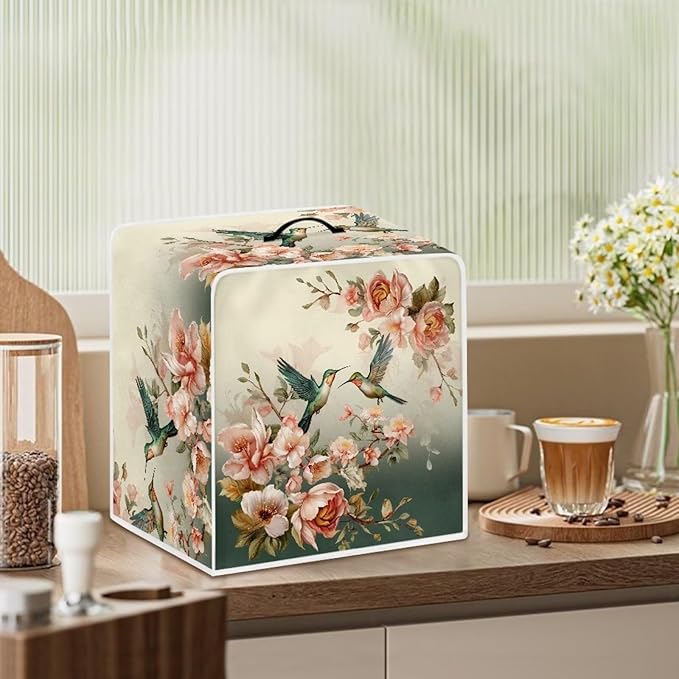 Coffee Maker Cover Protector Hummingbird Floral Kitchen Appliance Dust Cover Waterproof Folding Protector
