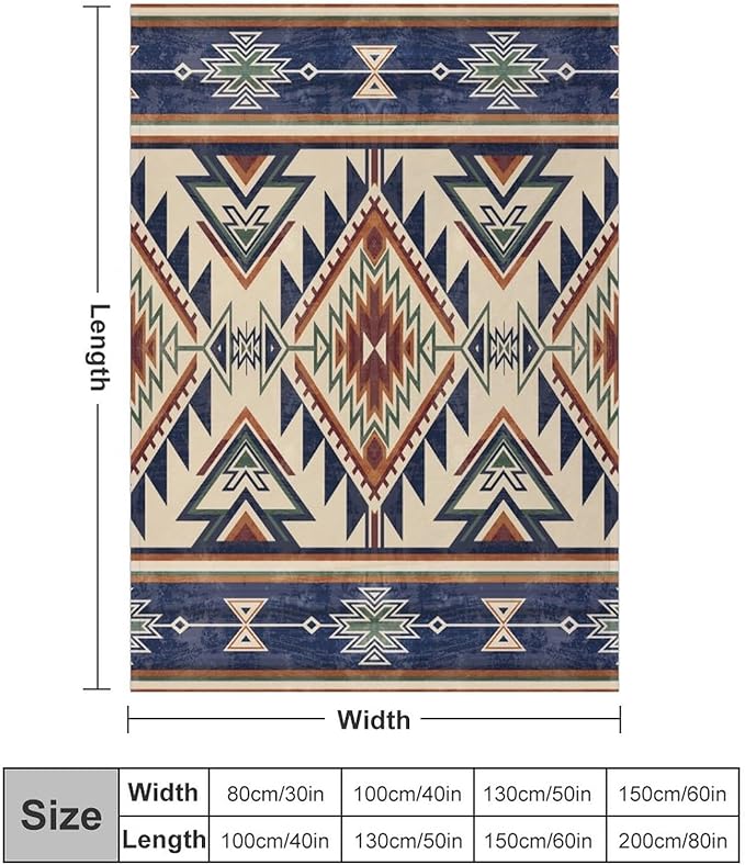 Native Throw Blanket, Southwest Tribal Aztec Pattern Vintage Abstract Ethnic Geometric Print Couch Sofa Bed Plush Throw Blanket 30"x40"