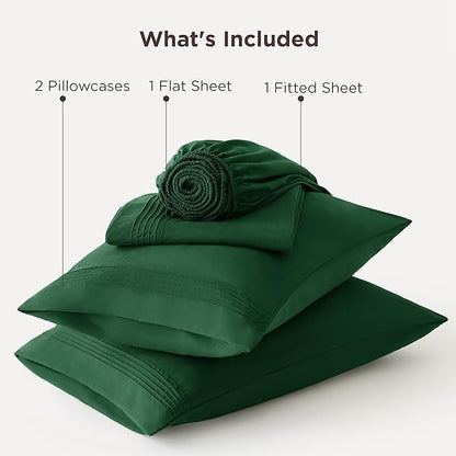 Bedsure Deep Pocket Queen Sheets Set - Fits Mattresses Up to 21 Inches Thick - 4 Piece GentleSoft Bed Sheets, Moisture Wicking, Soft & Cooling Bedsheet & Pillowcases, Easy & Secure Fit, Emerald Green