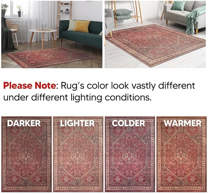 Keen Home Design 2x7 Rug - Machine Washable Runner Rug with Non-Slip Backing, Ideal for Hallway, Entryway, Kitchen, Laundry Room - Vintage, Easy Clean, Durable, Low Pile Rug - (2'6" x 7')