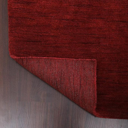Hand Knotted Loom Wool ECO-Friendly Area Rugs - 3'x12', Runner, Red Color, Solid Plain Design, High Pile Thick Handmade Anti Skid Area Rugs for Living Room, Bed Room (L00111)