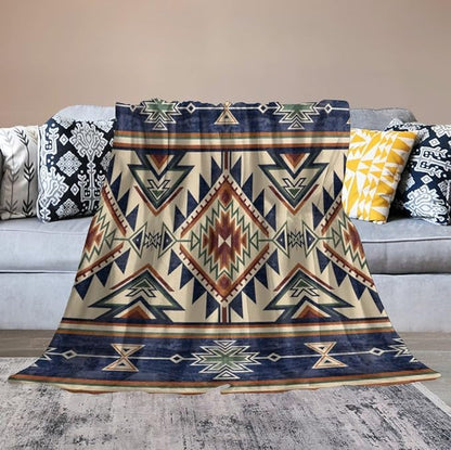 Native Throw Blanket, Southwest Tribal Aztec Pattern Vintage Abstract Ethnic Geometric Print Couch Sofa Bed Plush Throw Blanket 40"x50"
