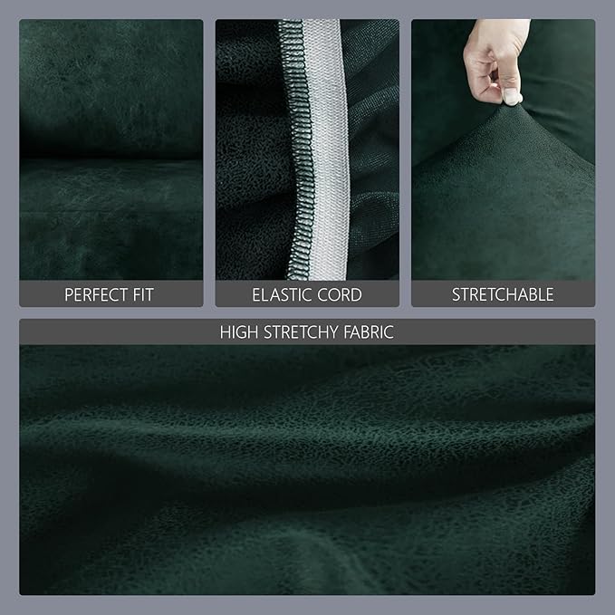 molasofa Leather Like Stretch Futon Slipcover Armless Futon Bed Sofa Cover Furniture Protector with Elastic Bottom, Soft and Washable Futon Cover for Sofa Bed Stay in Place（Medium，Green）