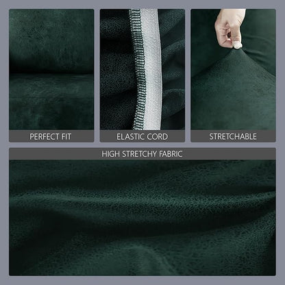 molasofa Leather Like Stretch Futon Slipcover Armless Futon Bed Sofa Cover Furniture Protector with Elastic Bottom, Soft and Washable Futon Cover for Sofa Bed Stay in Place（Medium，Green）