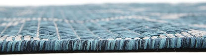 Unique Loom Outdoor Trellis Collection Area Rug (4' 1" x 6' 1" Rectangle, Teal/ Gray)