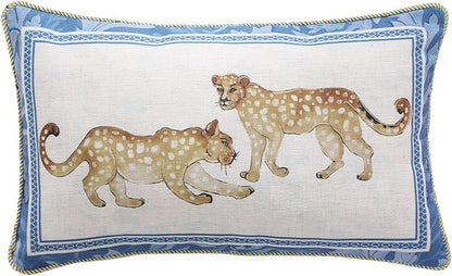 patdrea Designer Lumbar Throw Pillow Covers for Couch 12"x20",Vintage French Linen Pillows Cover with Blue Floral Pattern,Fall Decorative Rectangle Pillowcases for Bed Living Room Outdoor
