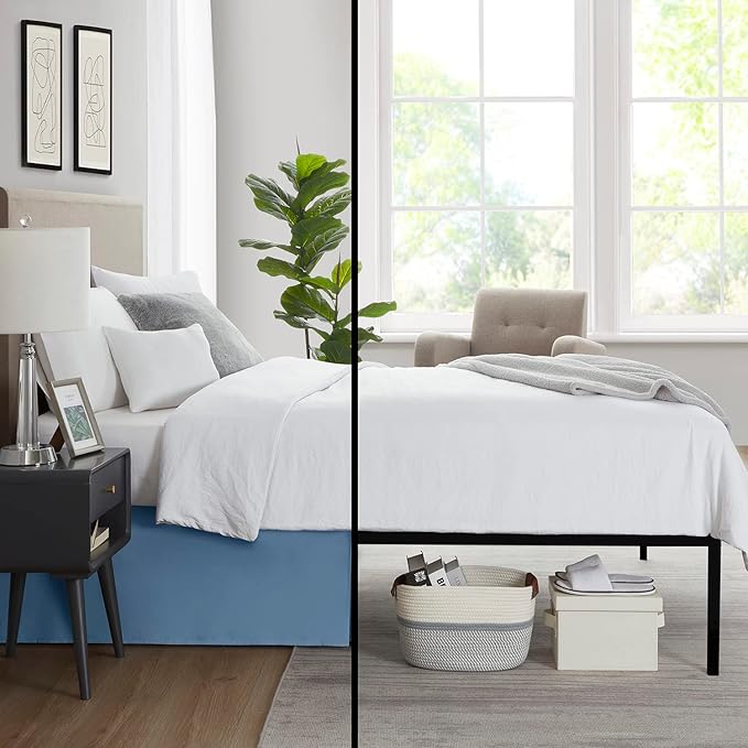 Nestl Blue Heaven Bed Skirt Cal King Size - Cal King Bed Skirt 14 Inch Drop - Brushed Microfiber Bed Skirts - Hotel Quality Pleated Bed Skirt - Shrinkage & Fade Resistant