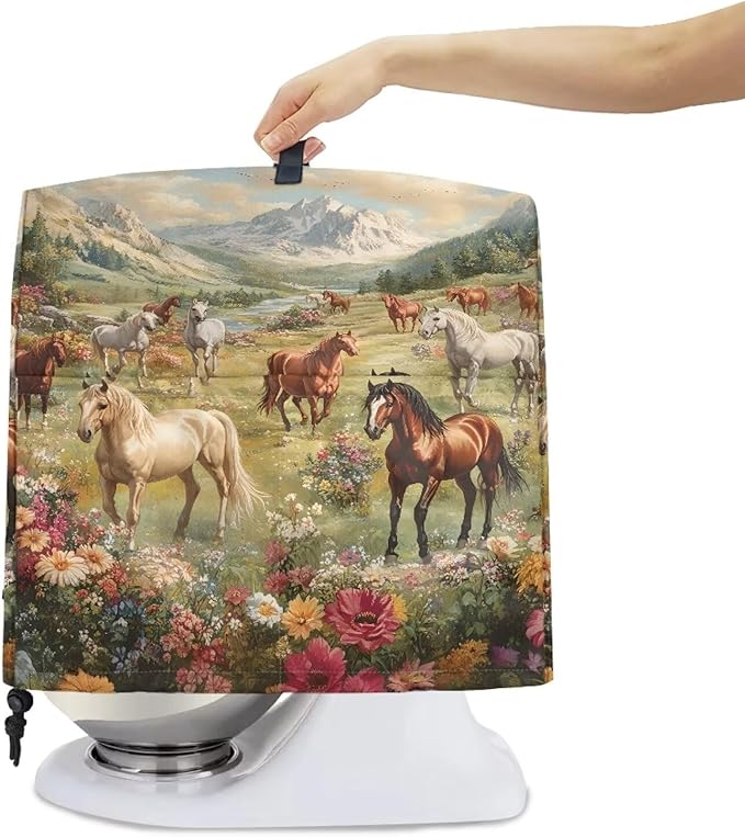 Horse Print Stand Mixer Cover with 2 Pocket and Handle Kitchen Appliance Coffee Maker Toaster Dust Covers