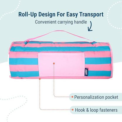 Wildkin 43-inch Kids Nap Mat – Soft Microfiber Toddler Sleeping Mat with Pillow