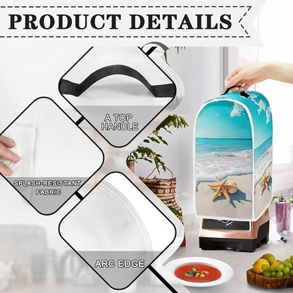 Beach Teal Blender Cover for Kitchen Countertop Starfish Small Appliance Dust Cover Kitchen Decor Food Processor Protector with Handle Blender Protection Accessories 2025