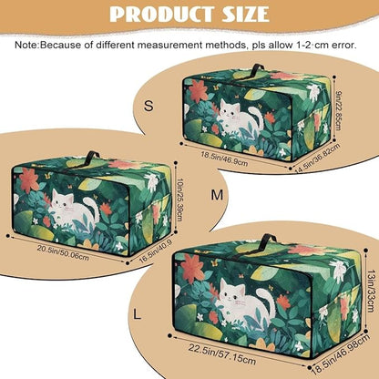 Air Fryer Toaster Oven Dust Cover Protective Convection Oven Cover with Pockets and Handle for Kitchen Countertop, M, 16.5 x 20.5 x 10 Inches, White Cat Green Leaf Flower