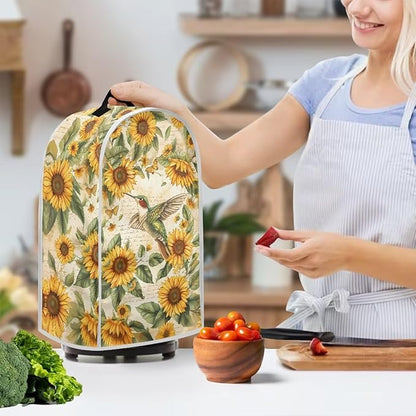 Birds Sunflower Print Blender Dust Cover, Stand Mixer or Coffee Maker Appliance Cover, Anti Fingerprint Polyester Dust Proof Stain Resistant Blender Cover for Home Kitchen