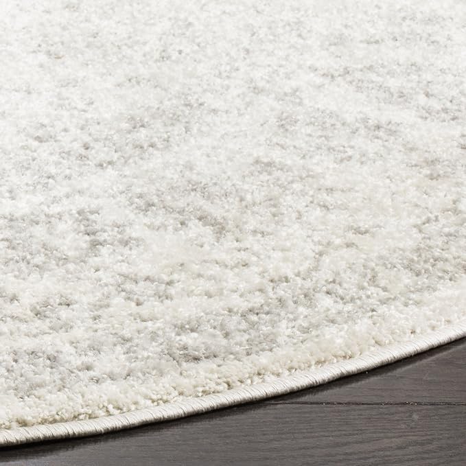 SAFAVIEH Adirondack Collection Area Rug - 10' Round, Ivory & Silver, Distressed Vintage Floral Design, Non-Shedding & Easy to Clean, Ideal for Living Room, Bedroom, Dining Space (ADR109C)
