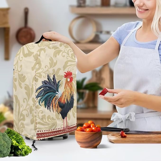 Chicken Print Blender Dust Cover, Drawstring Stand Mixer or Coffee Maker Appliance Covers, Anti Fingerprint Dust Proof Stain Resistant Blender Covers for Home Kitchen Decor