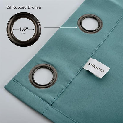 MIUCO 1 Pair Thermal Insulated Grommet 52-Inch-by-95-Inch Blackout Window Curtain Panels with 2 Tie Backs Teal