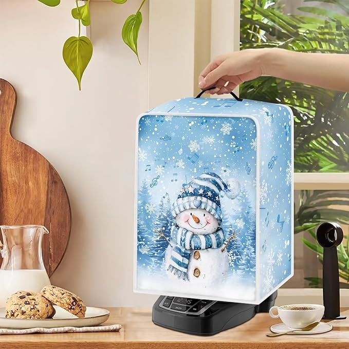 Cute Snowman Coffee Maker Cover Christmas Dustproof Coffee Machine Protection with Handles