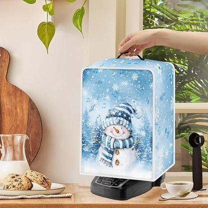 Cute Snowman Coffee Maker Cover Christmas Dustproof Coffee Machine Protection with Handles