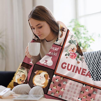 Guinea Pig Blanket Cute Pink Guinea Pigs Print Throw Blankets for Couch Sofa Bed Stuff Decor Lightweight Soft Cozy Fleece Plush Warm Flannel Bedding Gifts for Baby Girls Boys Kids Women Adults 60"x80"