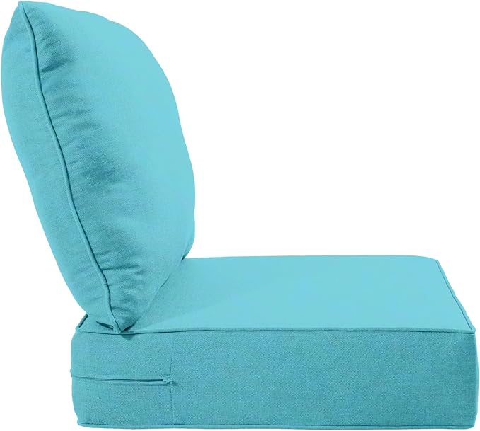 Luxury 24x24x6 Inch Patio Chair Cushions Set of 3 - Memory Foam Deep Seat Water-Resistant Patio Cushion for Dining Rocking Swivel Glider Loveseat 3-Seater Sectional Sofa - Turquoise