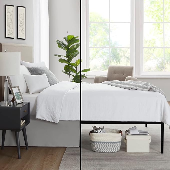 Nestl Silver Twin XL Bed Skirt - Twin XL Size Bed Skirt 14 Inch Drop - Brushed Microfiber Bed Skirts - Hotel Quality Pleated Bed Skirt - Shrinkage & Fade Resistant