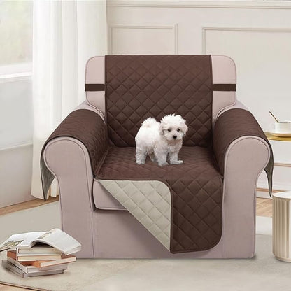 U-NICE HOME Recliner Chair Covers Reversible Chair Cover Pet Covers for Dogs with Elastic Straps Water Resistant Diamond Quilted (23''Recliner Small, Coffee/Beige)