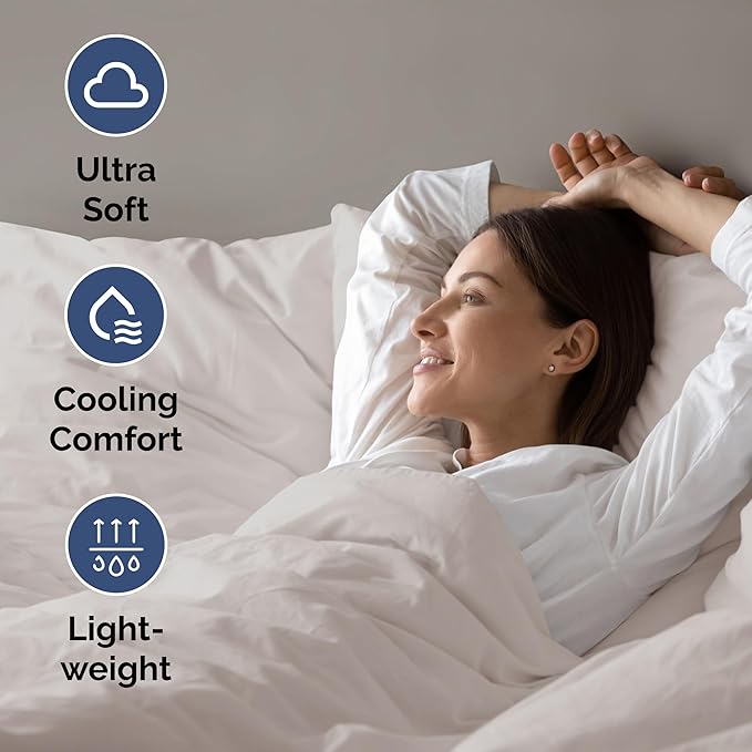 Air Mattress Sheet Set for Queen Size - 4 Piece Breathable & Cooling Sheets w/Extra Deep Pockets - Fits Inflatable & Blow Up Air Mattresses Up to 24 Inches Thick - Soft & Wrinkle Free - Light Grey