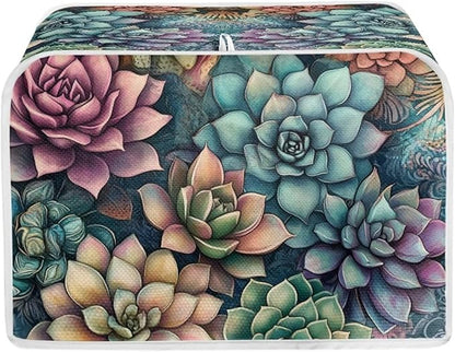 ZFRXIGN Succulent Plants Toaster Covers 4 Slice Wide Slot Dust Cover Case with Handle Toaster Cover Flower Case Small Appliance Covers Toaster Bag Protector Cactus Dark Green