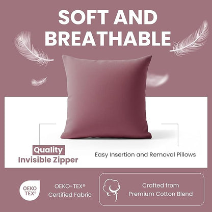 Haven & Glow Decorative Throw Pillow Cover – Square Cushion Case with Zipper | Modern Sofa, Couch & Bed Accent Pillow Covers for Living Room, Bedroom & Home Decor | 20 x 20 Inch – Violet – Pack of 2