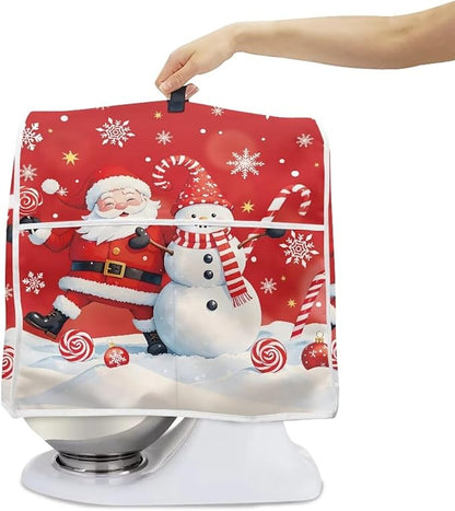 Santa Claus Mixer Cover for Kitchen Aid 4.5-5 Quart Stand Mixers, Universal Kitchen Appliance Dust Cover Washable Dustproof Cloth Cover with Pocket for Kitchenware Gift for Christmas