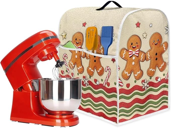 Christmas Mixer Cover for Kitchen Aid 4.5-5 Qt Mixer, Gingerbread Man Small Appliance Dust Covers Universal for Air Fryers, Coffee Makers, Christmas Decor for Kitchen