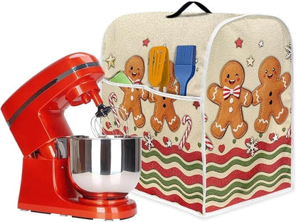 Christmas Mixer Cover for Kitchen Aid 4.5-5 Qt Mixer, Gingerbread Man Small Appliance Dust Covers Universal for Air Fryers, Coffee Makers, Christmas Decor for Kitchen