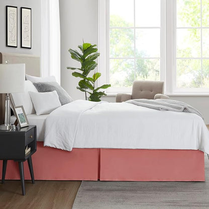 Nestl Pink Clay Twin XL Bed Skirt - Twin XL Size Bed Skirt 14 Inch Drop - Brushed Microfiber Bed Skirts - Hotel Quality Pleated Bed Skirt - Shrinkage & Fade Resistant