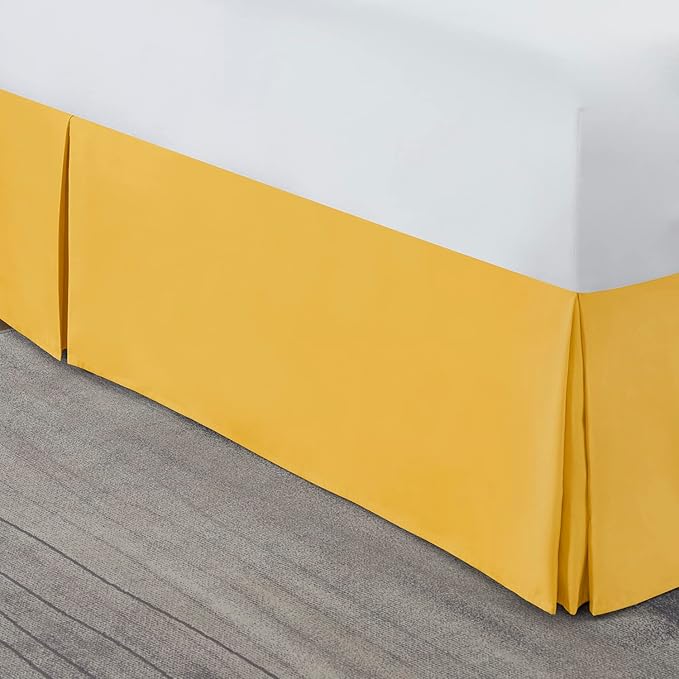 Nestl Yellow Bed Skirt King Size - King Bed Skirt 14 Inch Drop - Brushed Microfiber Bed Skirts - Hotel Quality Pleated Bed Skirt - Shrinkage & Fade Resistant