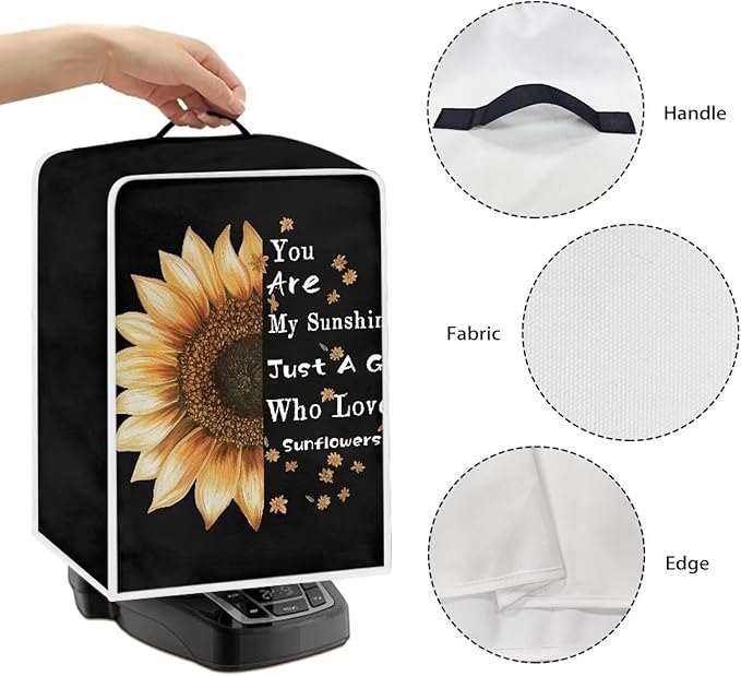 Mumeson Sunflower Black Coffee Maker Cover, Waterproof Dust Cover for Stand Mixer or Small Kitchen Machine, Fits Various Styles