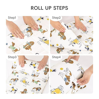 david's kids Minky Toddler Nap Mat with Pillow and Minky Fleece Blanket, Ultra Soft Slumber Bags for Kids, Perfect for Preschool, Daycare, Kids Sleeping Bags with Rollup Design, 50"x20", Dog