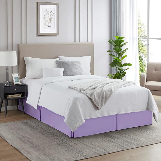 Nestl Lavender Bed Skirt Queen Size - Queen Bed Skirt 14 Inch Drop - Brushed Microfiber Bed Skirts - Hotel Quality Pleated Bed Skirt - Shrinkage & Fade Resistant