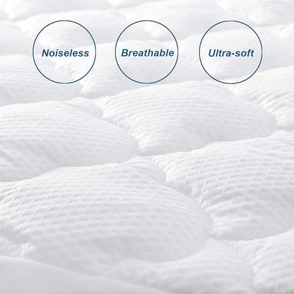 Queen Mattress Pad Thick Quilted Mattress Topper, Air Mattress Cover, Super Soft Breathable and Noiseless Down Alternative Fiber Extra Thick Mattress Pad with Deep Pocket Fits up to 23 Inch Mattress