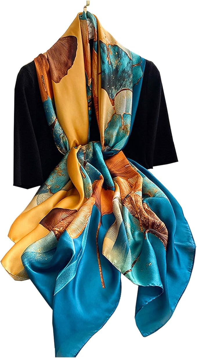 Fashion Scarves Scarf 100% Silk Feeling Scarf Silk Like Scarves Long Lightweight Sunscreen Shawls for Women