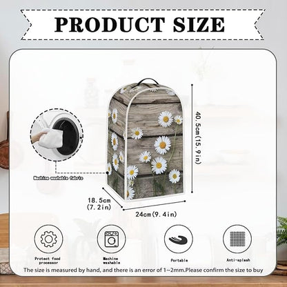 Talayituse Daisy Wood Print Blender Dust Cover, Fingerprint Protection Cover for Stand Mixer or Coffee Machine, Home Kitchen Appliance Covers for Stain Dust Resistant Supplies