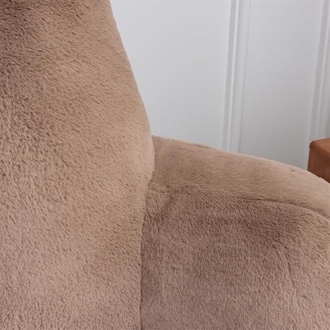 Holawakaka Large Faux Fur Bed Rest Pillow with Arms, Rabbit Fur Reading Pillows Perfect for Adults Men Women, Arm, Back, Pregnancy Lumbar & Head Neck Coccyx Lower Back Support Cushion (Khaki)