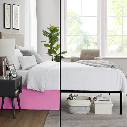 Nestl Light Pink Twin XL Bed Skirt - Twin XL Size Bed Skirt 14 Inch Drop - Brushed Microfiber Bed Skirts - Hotel Quality Pleated Bed Skirt - Shrinkage & Fade Resistant